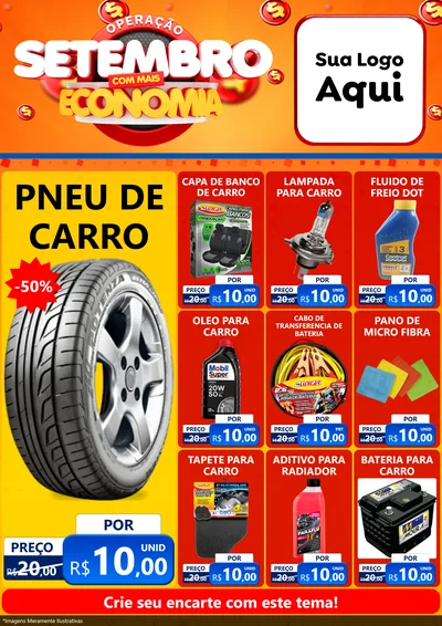 Modelo de Encarte para Encarte A4 Vertical com o tema Operação Setembro Com Muita Economia para Auto peças