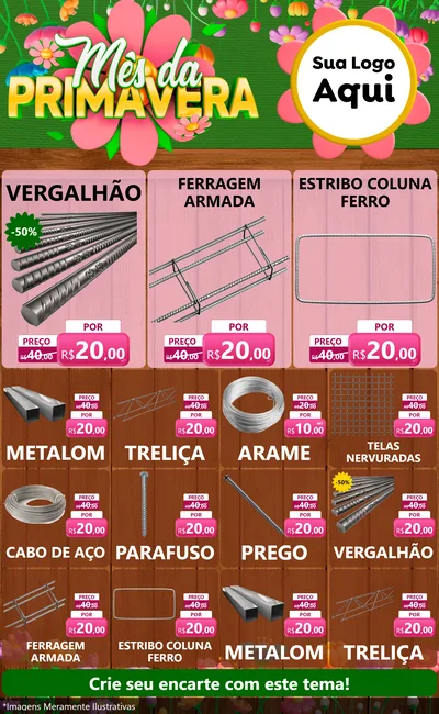 Modelo de Encarte para Encarte Grande com o tema Mês da Primavera para Ferragens