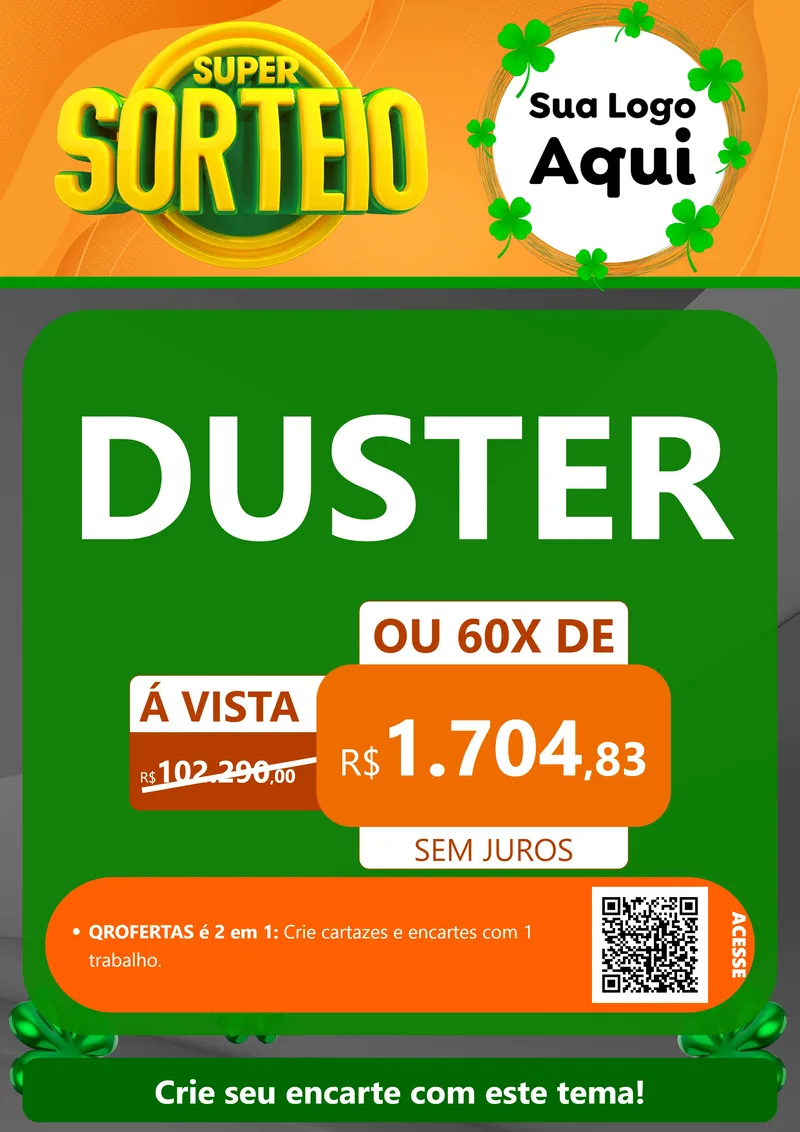 Modelo de Cartaz para Cartaz A4 Vertical com o tema Super Sorteio para Concessionaria de Carros