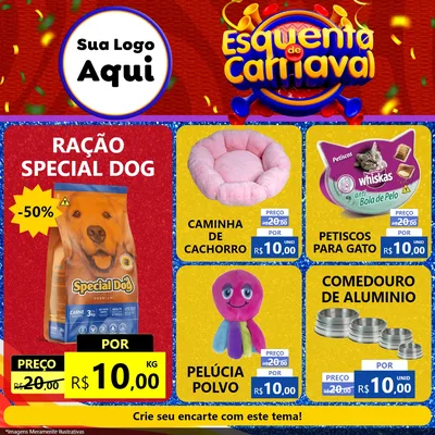 Modelo de Rede Social para Feed Facebook com o tema Esquenta de Carnaval para Pet Shop