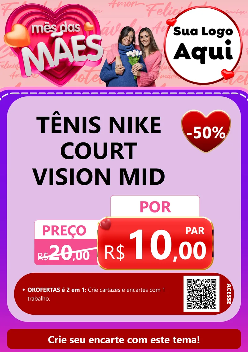 Modelo de Cartaz para Cartaz A4 Vertical com o tema Mês Das Mães para Calçados
