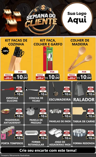 Modelo de Encarte para Encarte Grande com o tema Semana do Cliente para Utilidades Domésticas