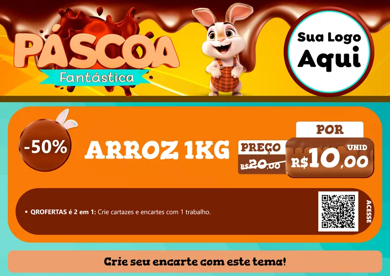 Modelo de Cartaz para Cartaz A4 Horizontal com o tema Páscoa Fantástica para Supermercado