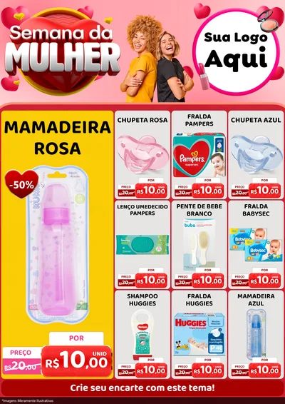 Modelo de Encarte para Encarte A4 Vertical com o tema Semana da Mulher para Bebês