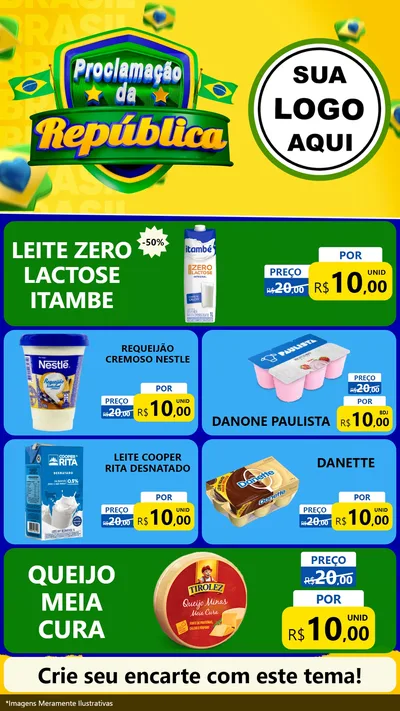 Modelo de TV para TV Vertical com o tema Proclamação da República para Frios e Laticínios