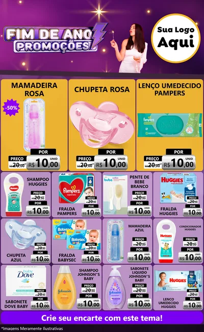 Modelo de Encarte para Encarte Grande com o tema Fim de Ano Promoções para Bebês