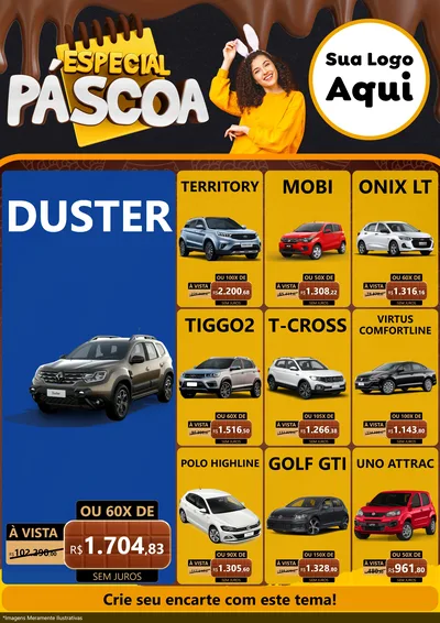 Modelo de Encarte para Encarte A4 Vertical com o tema Especial Páscoa para Concessionaria de Carros