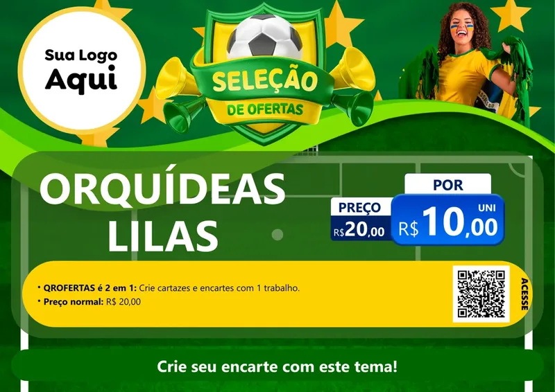 Modelo de Cartaz para Cartaz A4 Horizontal com o tema Seleção de Ofertas - Copa para Floricultura e jardim