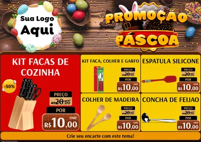 Modelo de Encarte para Encarte A4 Horizontal com o tema Promoção Páscoa para Utilidades Domésticas