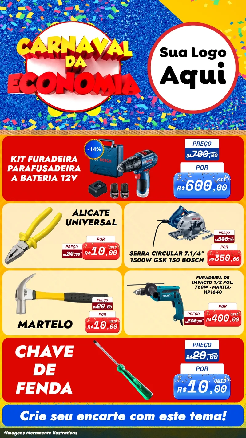 Modelo de TV para TV Vertical com o tema Carnaval da Economia para Maquinas e Ferramentas