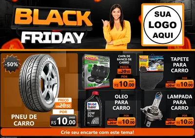 Modelo de Encarte para Encarte A4 Horizontal com o tema Black Friday para Auto peças