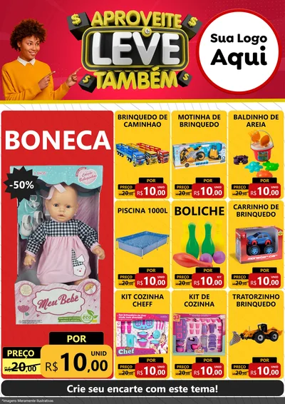 Modelo de Encarte para Encarte A4 Vertical com o tema Aproveite e Leve Também para Brinquedos