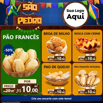 Modelo de Rede Social para Feed Facebook com o tema São Pedro para Padaria