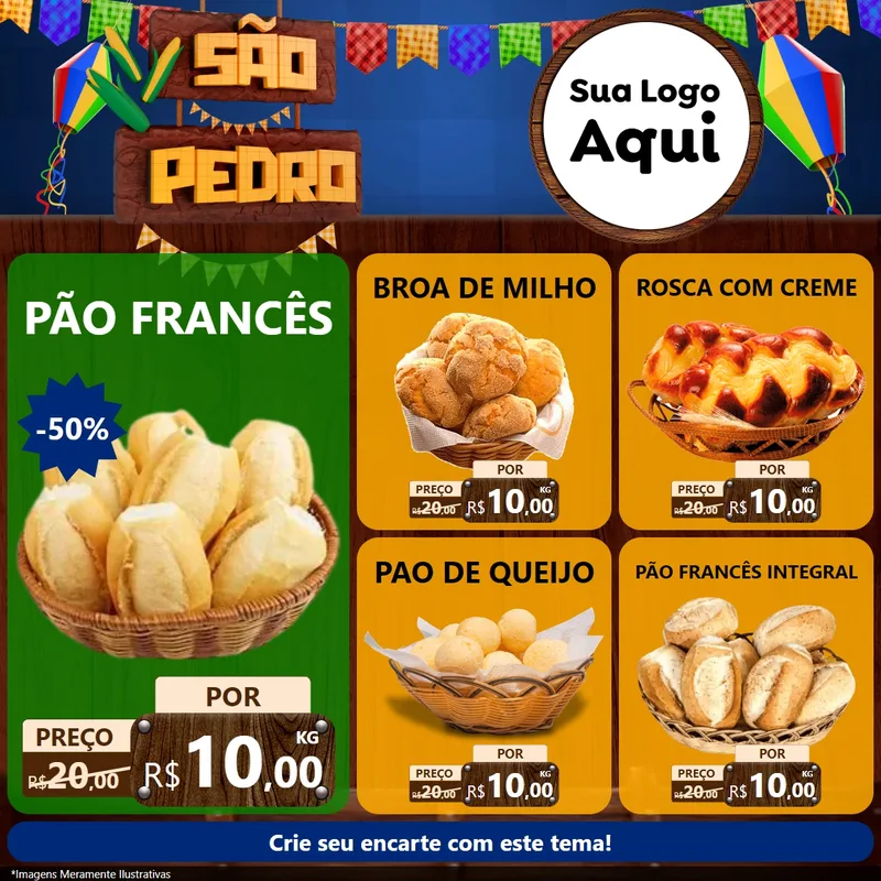 Modelo de Rede Social para Feed Facebook com o tema São Pedro para Padaria