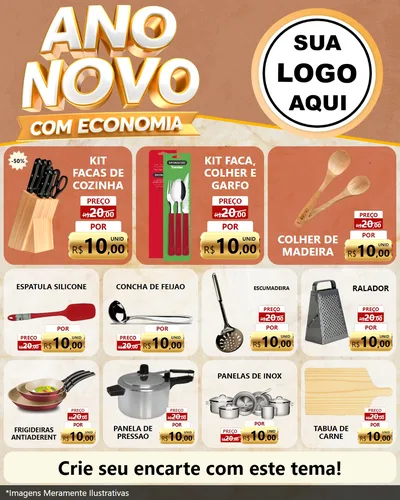 Modelo de Rede Social para Feed Instagram com o tema Ano Novo Com Economia para Utilidades Domésticas