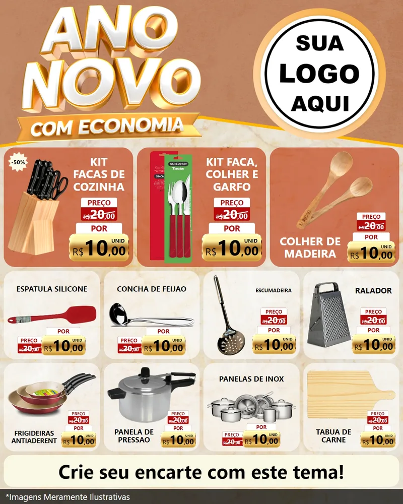 Modelo de Rede Social para Feed Instagram com o tema Ano Novo Com Economia para Utilidades Domésticas
