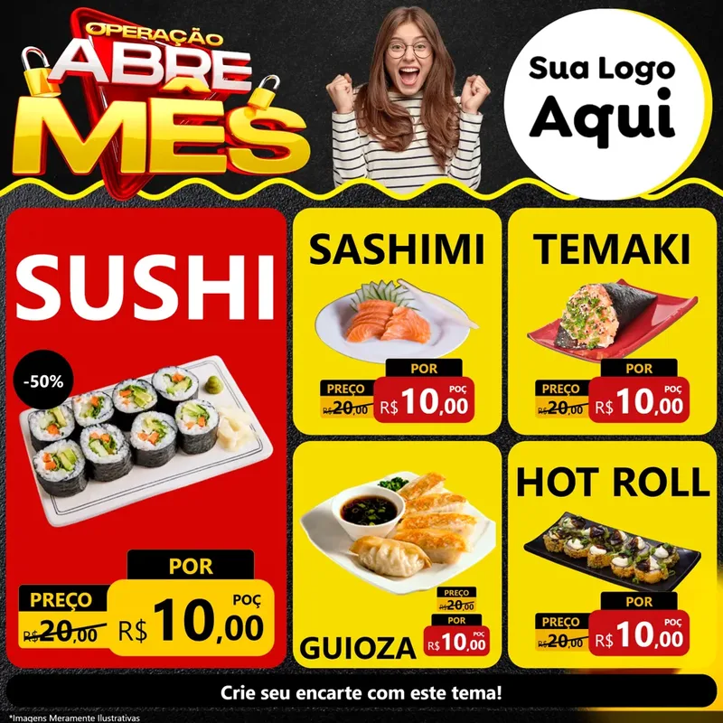 Modelo de Rede Social para Feed Facebook com o tema Operação Abre Mês para Comida japonesa