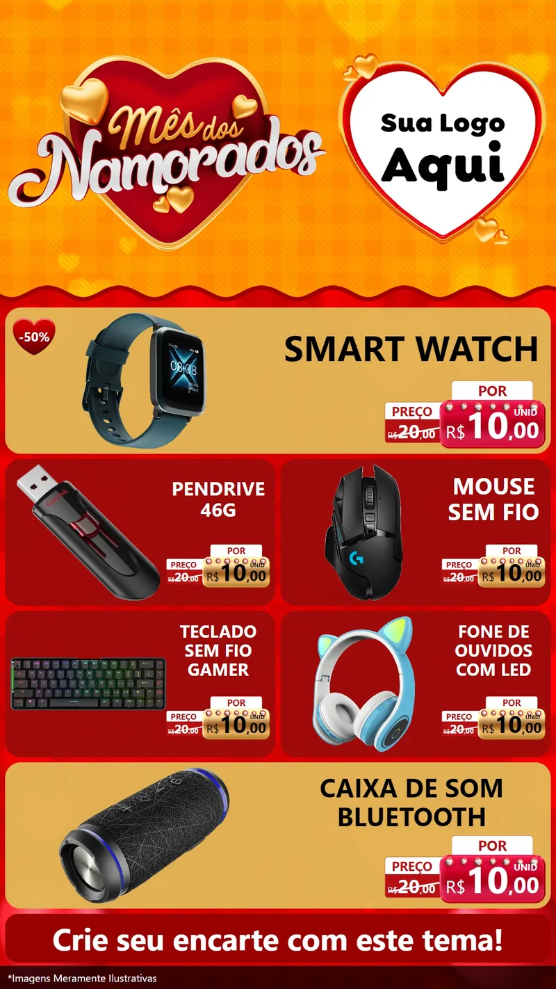 Modelo de TV para TV Vertical com o tema Mês dos Namorados para Informática