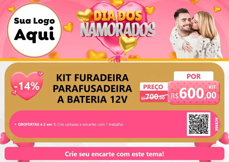 Modelo de Cartaz para Cartaz A4 Horizontal com o tema Dia dos Namorados para Maquinas e Ferramentas