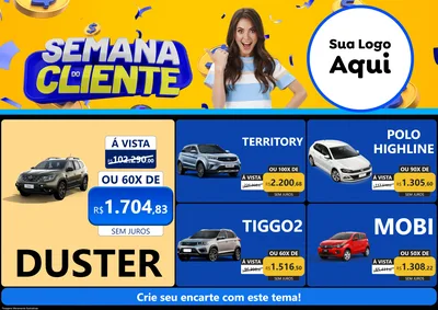 Modelo de Encarte para Encarte A4 Horizontal com o tema Semana do Cliente para Concessionaria de Carros