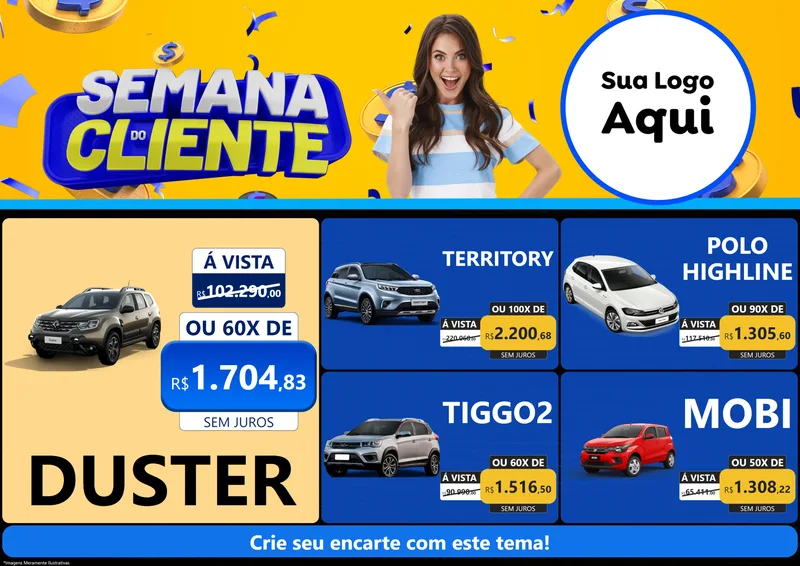Modelo de Encarte para Encarte A4 Horizontal com o tema Semana do Cliente para Concessionaria de Carros