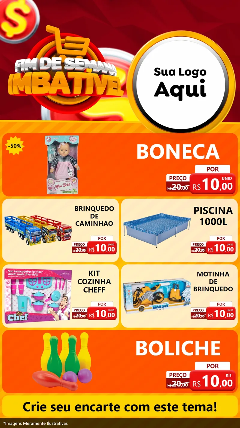 Modelo de TV para TV Vertical com o tema Fim de Semana Imbatível para Brinquedos