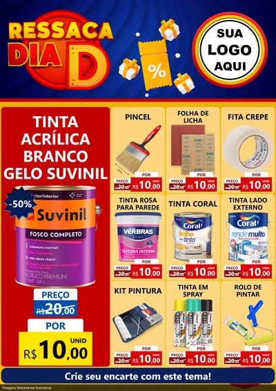 Modelo de Encarte para Encarte A4 Vertical com o tema Ressaca Dia D para Tintas e Ferramentas