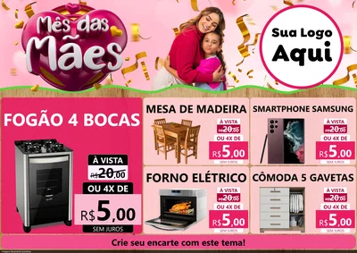 Modelo de Encarte para Encarte A4 Horizontal com o tema Mês das Mães para Móveis e Eletro