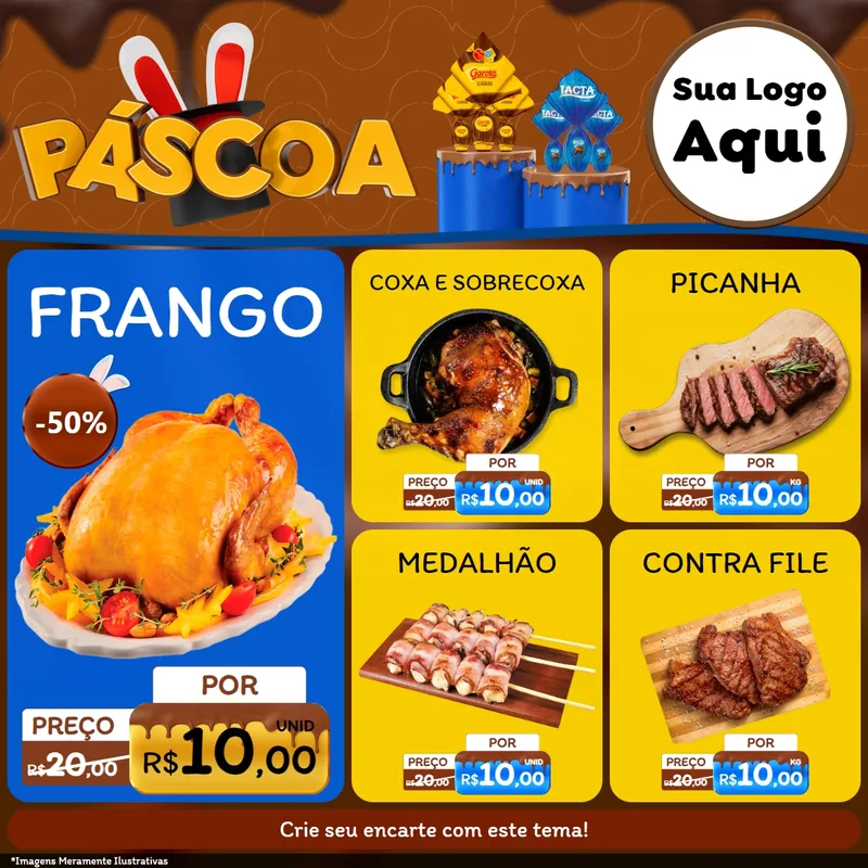 Modelo de Rede Social para Feed Facebook com o tema Páscoa para Assados