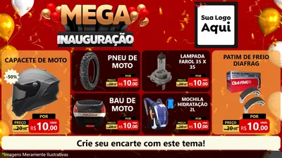 Modelo de TV para TV Horizontal com o tema Mega Inauguração para Moto peças