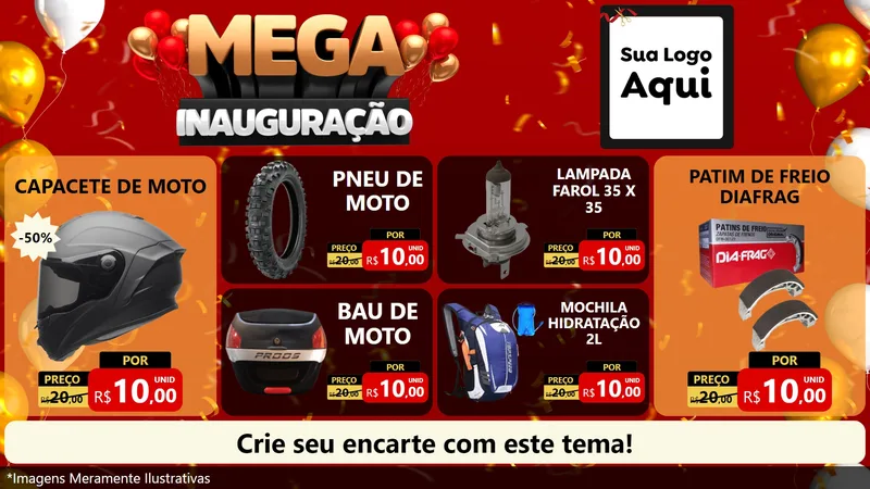 Modelo de TV para TV Horizontal com o tema Mega Inauguração para Moto peças