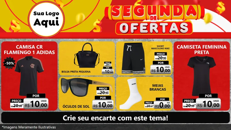 Modelo de TV para TV Horizontal com o tema Segunda de Ofertas para Roupas e acessórios