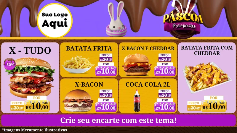 Modelo de TV para TV Horizontal com o tema Páscoa Premiada para Hamburgueria