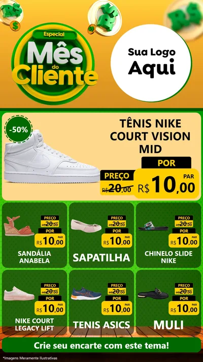 Modelo de Rede Social para Stories com o tema Especial Mês do Cliente para Calçados