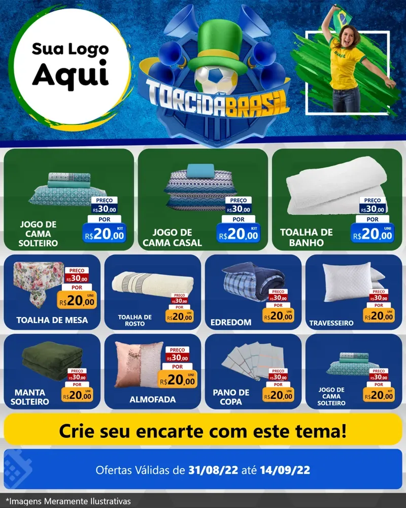Modelo de Rede Social para Feed Instagram com o tema Torcida Brasil - Copa para Cama, Mesa e Banho