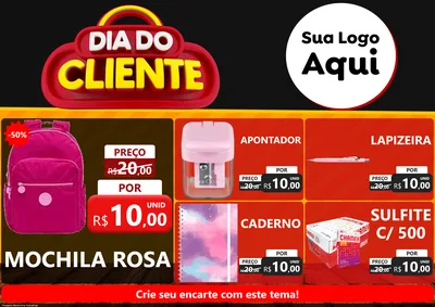 Modelo de Encarte para Encarte A4 Horizontal com o tema Dia do Cliente para Papelaria