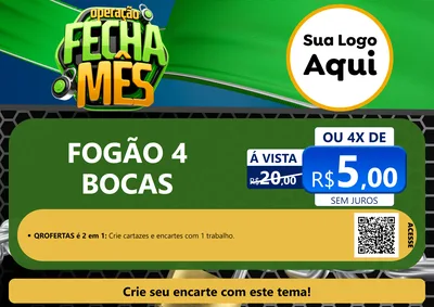 Modelo de Cartaz para Cartaz A4 Horizontal com o tema Operação Fecha Mês para Móveis e Eletro