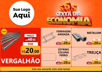 Modelo de Encarte para Encarte A4 Horizontal com o tema Sexta da Economia para Ferragens