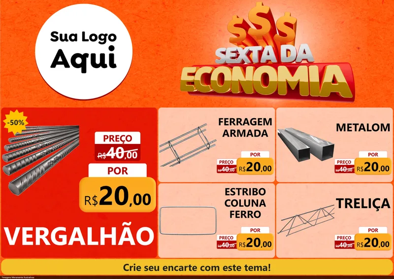 Modelo de Encarte para Encarte A4 Horizontal com o tema Sexta da Economia para Ferragens