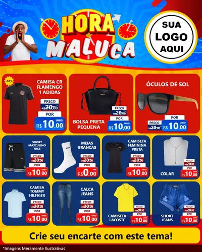 Modelo de Rede Social para Feed Instagram com o tema Hora Maluca para Roupas e acessórios