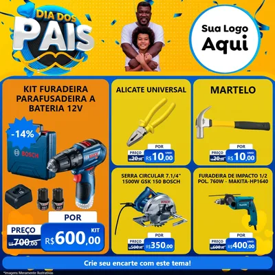 Modelo de Rede Social para Feed Facebook com o tema Dia dos Pais para Maquinas e Ferramentas