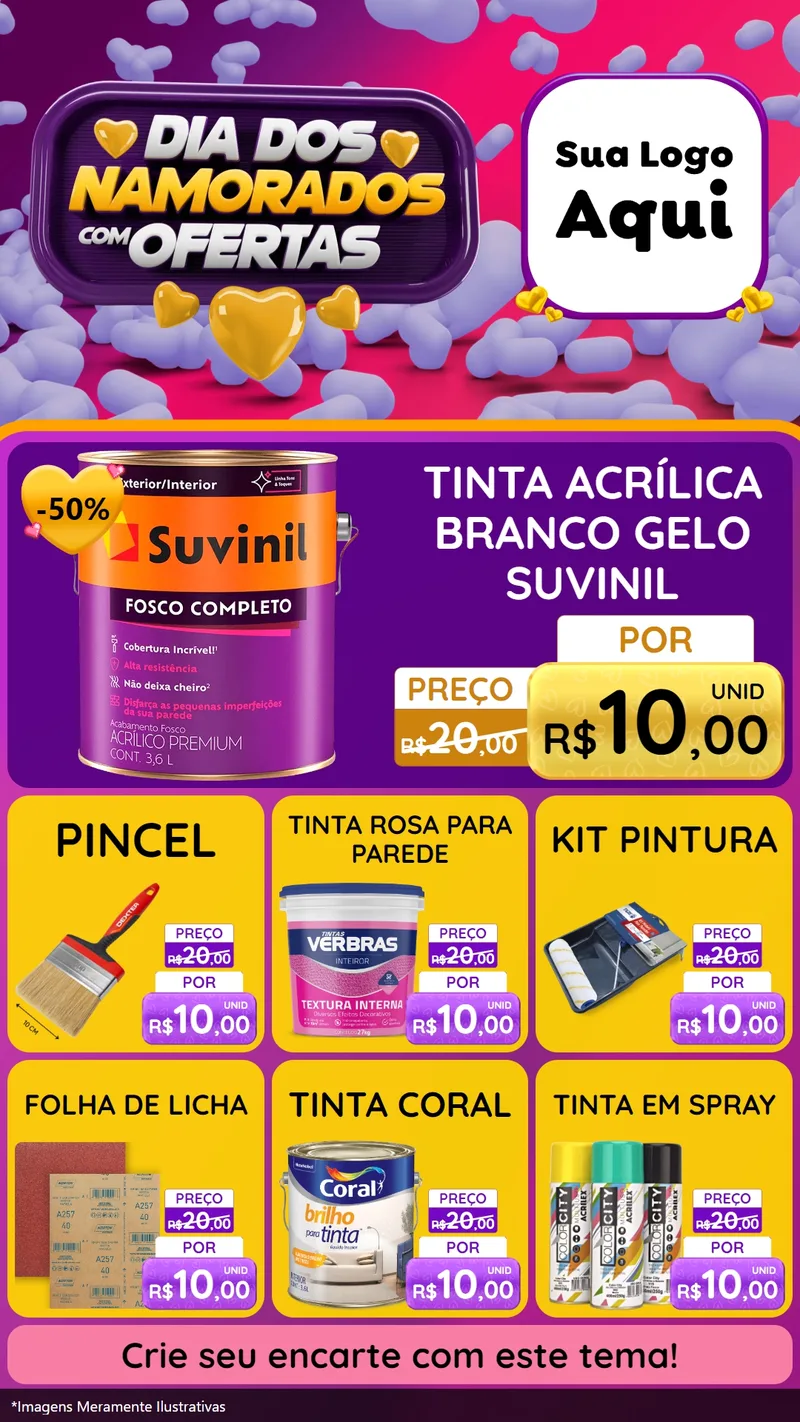 Modelo de Rede Social para Stories com o tema Dia Dos Namorados Com Ofertas para Tintas e Ferramentas