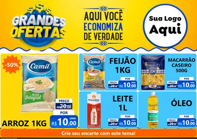 Modelo de Encarte para Encarte A4 Horizontal com o tema Grandes Ofertas para Supermercado