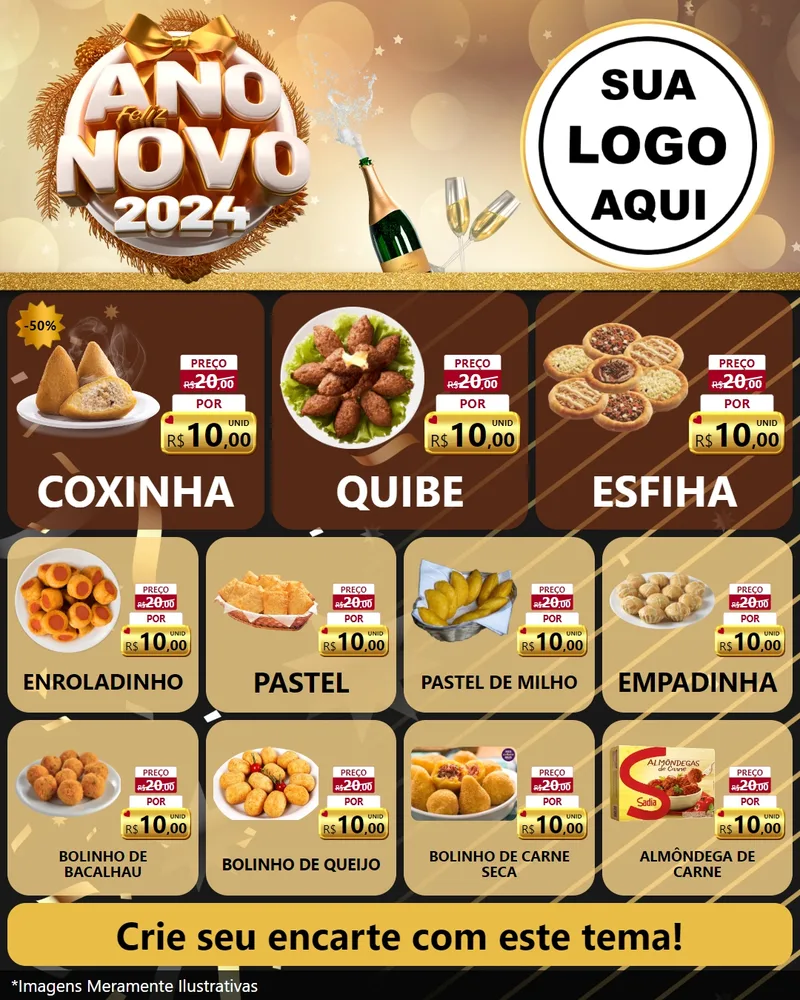 Modelo de Rede Social para Feed Instagram com o tema Feliz Ano Novo 2027 para Salgadaria