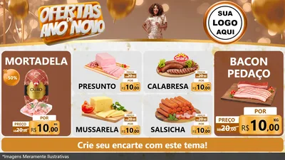 Modelo de TV para TV Horizontal com o tema Ofertas de Ano Novo para Frios e Laticínios