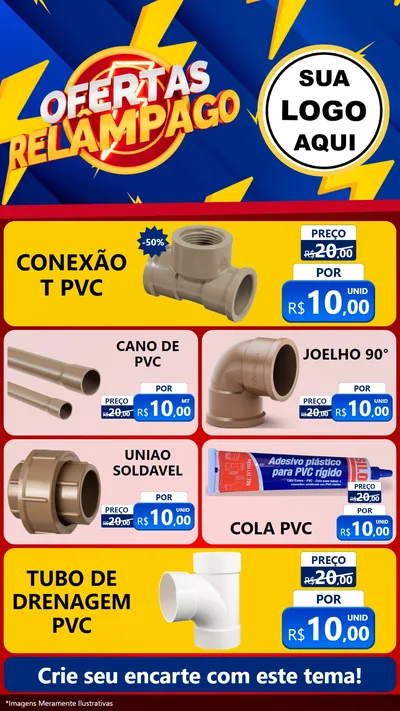 Modelo de TV para TV Vertical com o tema Ofertas Relâmpago para Tubos e conexões