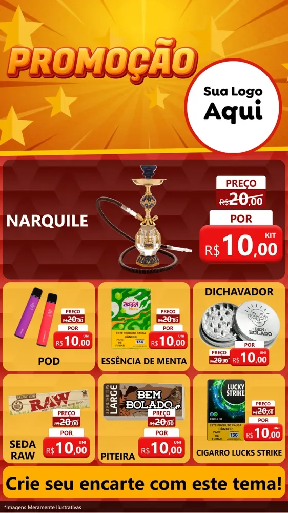 Modelo de Rede Social para Stories com o tema Promoção para Tabacaria