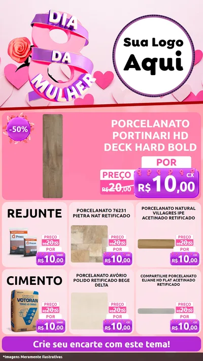 Modelo de Rede Social para Stories com o tema Dia da Mulher para Pisos e revestimentos
