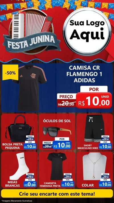 Modelo de Rede Social para Stories com o tema Festa Junina para Roupas e acessórios