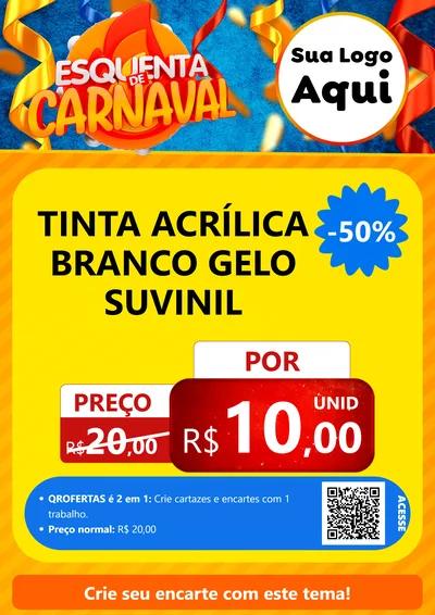 Modelo de Cartaz para Cartaz A4 Vertical com o tema Esquenta de Carnaval para Tintas e Ferramentas